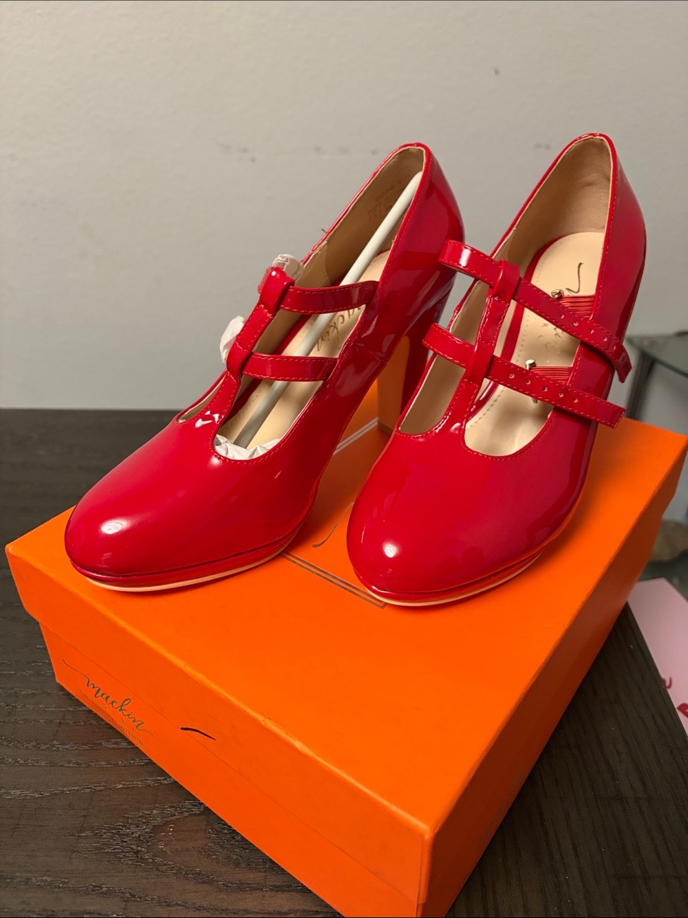 Patent Red Double-Strap Mary Jane Heels